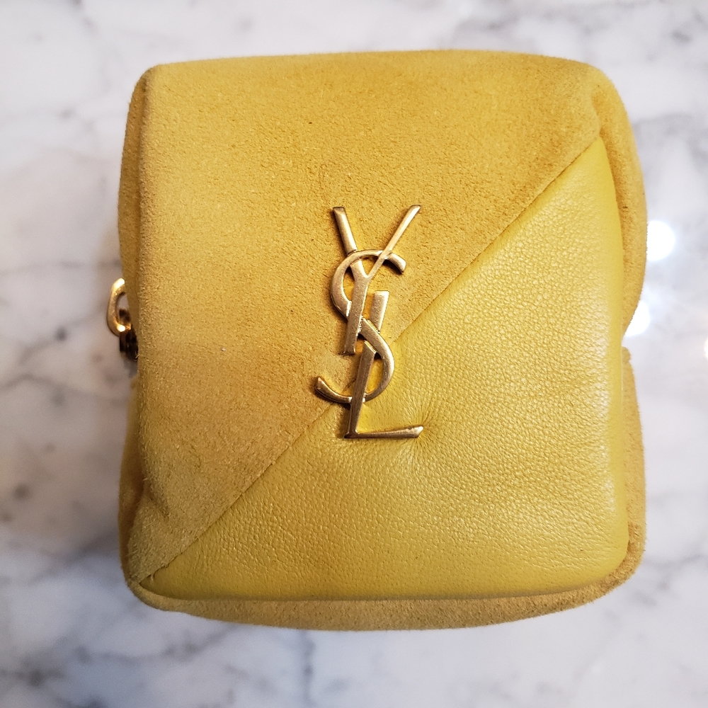Saint Laurent Cube Molly Suede YSL Keyring/Coin pouch